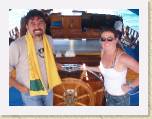 02May05 - La Capitan * El Capitain of our boat in southern Turkey.
The first night we got him so hammered that his 'sea legs' weren't as strong as ours and proceeded to throw up over the side of the boat at 2:30am. 
We then learnt the hard way as the boat didn't move until late late in the afternoon as the captain slept off his hangover. * 2272 x 1704 * (828KB)
